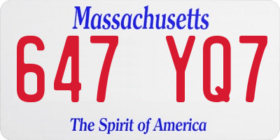 MA license plate 647YQ7