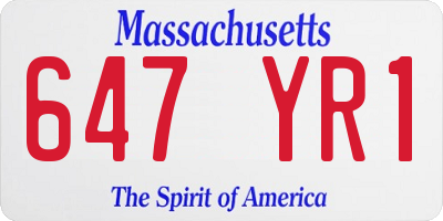 MA license plate 647YR1