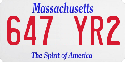 MA license plate 647YR2