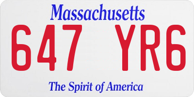 MA license plate 647YR6
