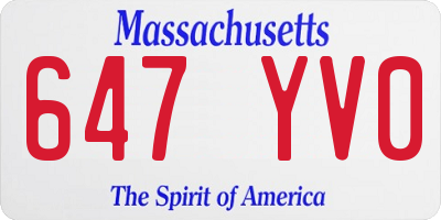 MA license plate 647YV0