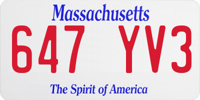 MA license plate 647YV3