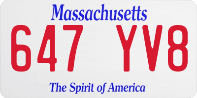 MA license plate 647YV8