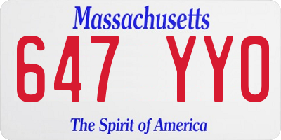 MA license plate 647YY0
