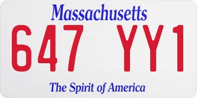 MA license plate 647YY1