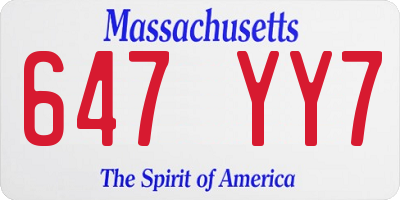 MA license plate 647YY7
