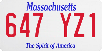 MA license plate 647YZ1
