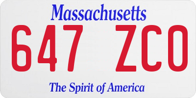 MA license plate 647ZC0