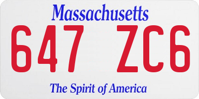 MA license plate 647ZC6