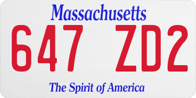 MA license plate 647ZD2