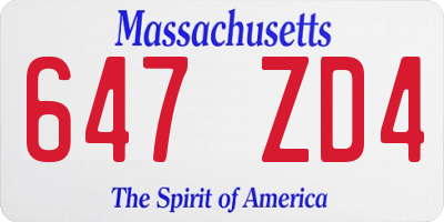 MA license plate 647ZD4