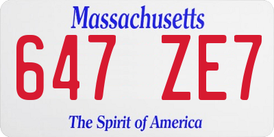 MA license plate 647ZE7