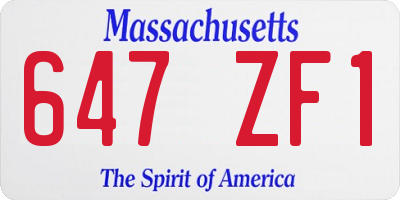 MA license plate 647ZF1
