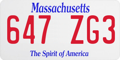 MA license plate 647ZG3