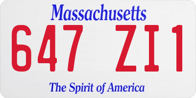 MA license plate 647ZI1