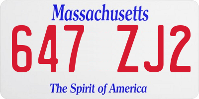 MA license plate 647ZJ2