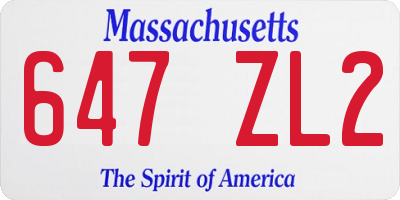 MA license plate 647ZL2