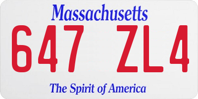MA license plate 647ZL4