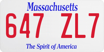 MA license plate 647ZL7