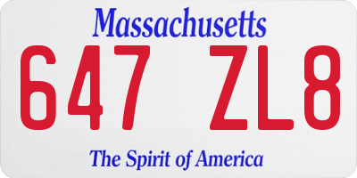 MA license plate 647ZL8