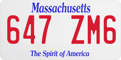 MA license plate 647ZM6