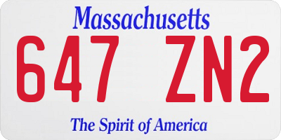 MA license plate 647ZN2