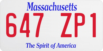 MA license plate 647ZP1