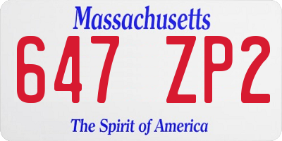 MA license plate 647ZP2