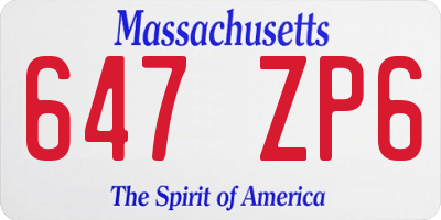 MA license plate 647ZP6