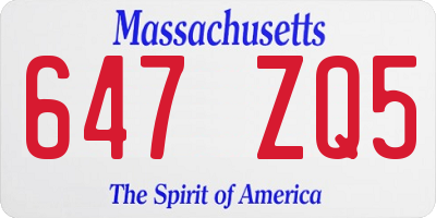 MA license plate 647ZQ5