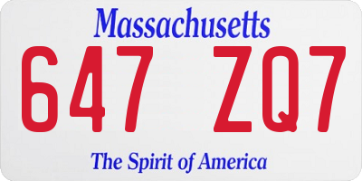 MA license plate 647ZQ7