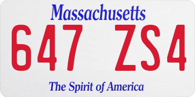 MA license plate 647ZS4