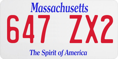 MA license plate 647ZX2