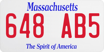 MA license plate 648AB5