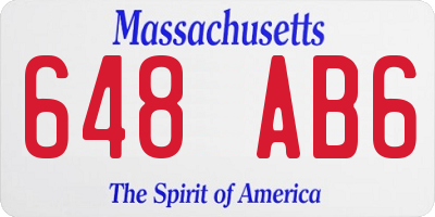 MA license plate 648AB6