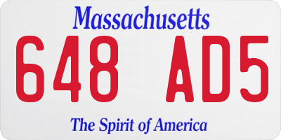 MA license plate 648AD5