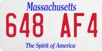 MA license plate 648AF4