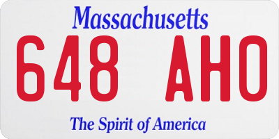 MA license plate 648AH0