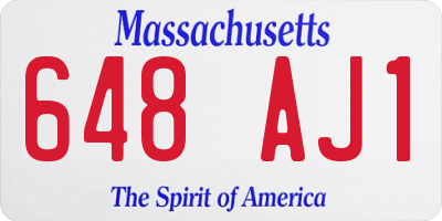 MA license plate 648AJ1