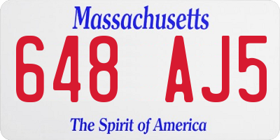 MA license plate 648AJ5