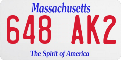 MA license plate 648AK2