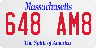 MA license plate 648AM8