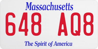 MA license plate 648AQ8