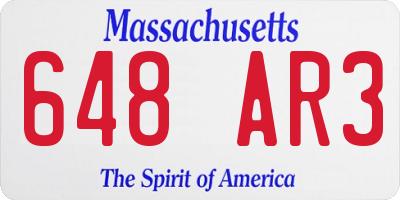 MA license plate 648AR3