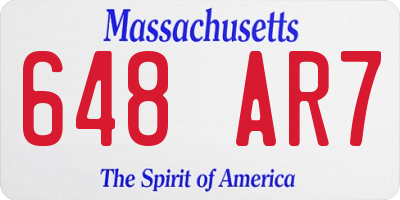 MA license plate 648AR7