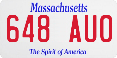 MA license plate 648AU0