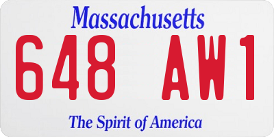 MA license plate 648AW1