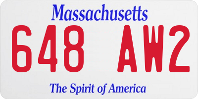 MA license plate 648AW2