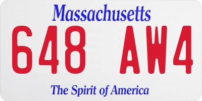 MA license plate 648AW4