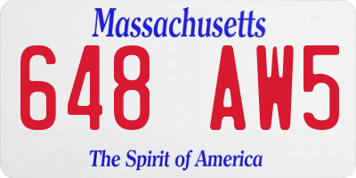 MA license plate 648AW5